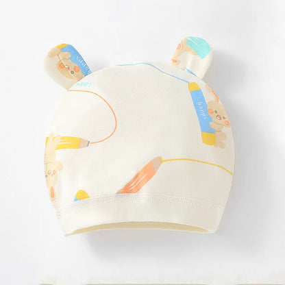 0-3 months Cartoon Bear Boneless Muslin Baby Hat