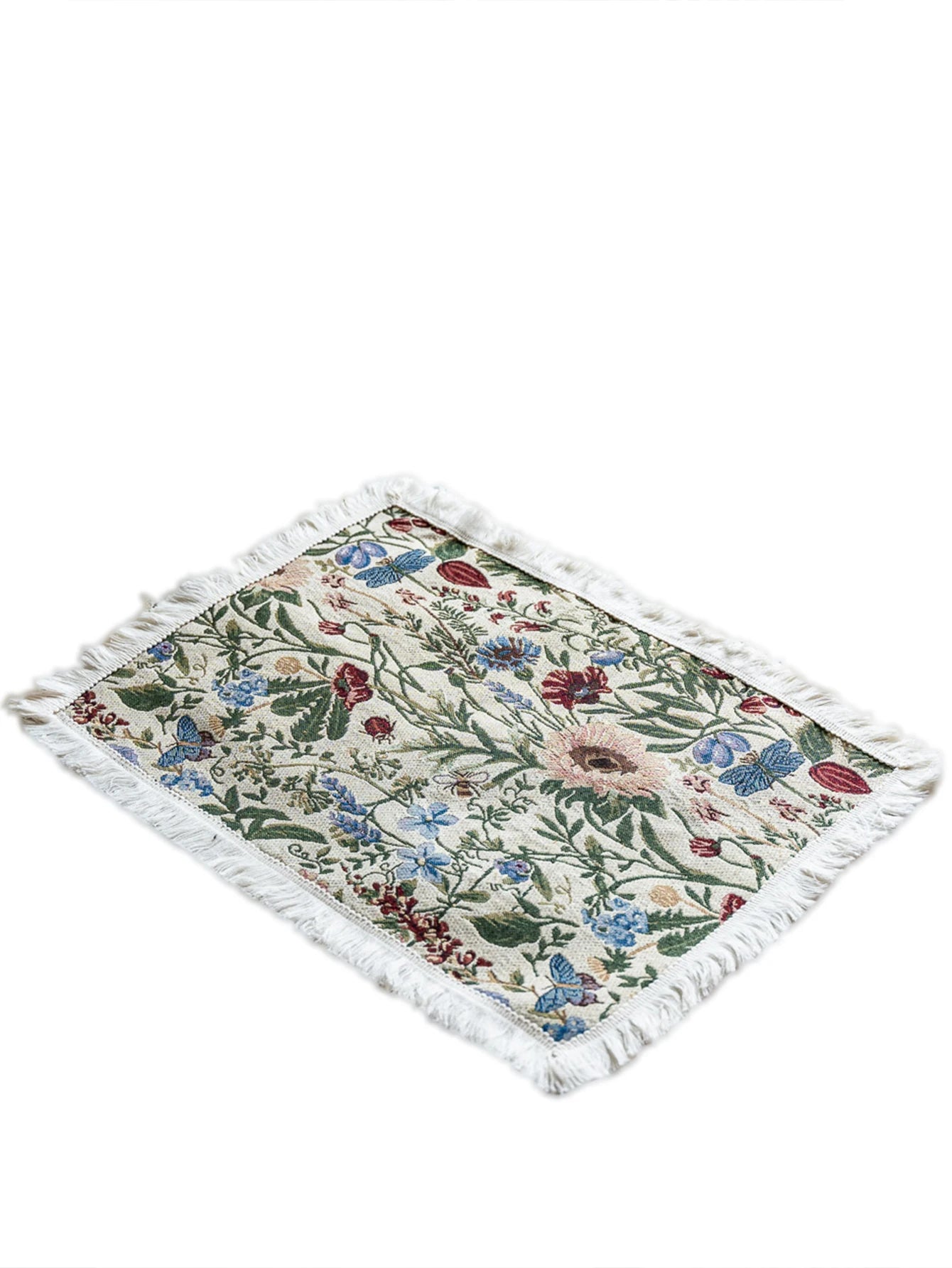 Tassel Square Floral Table Mat