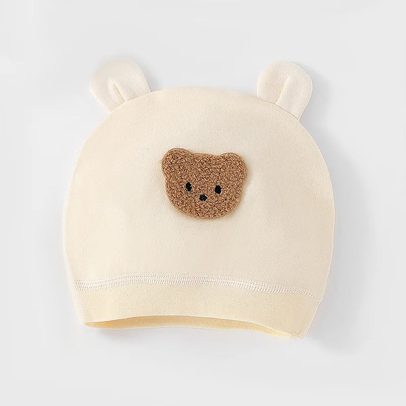 0-3 months Cartoon Bear Boneless Muslin Baby Hat