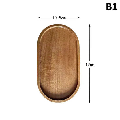 Japanese-style Wooden Round Dessert Plate