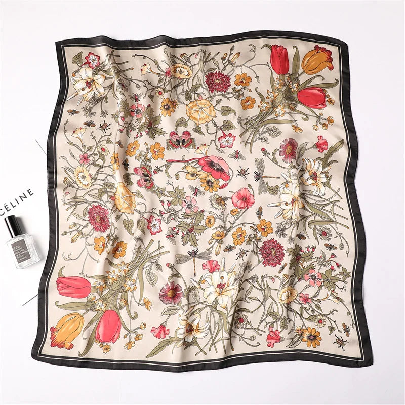 Fashion Silk Square Floral Printed Scarf