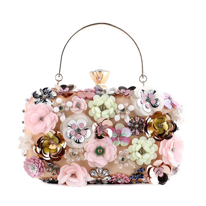 Luxury Flower Diamonds Embroidery Small Clutch