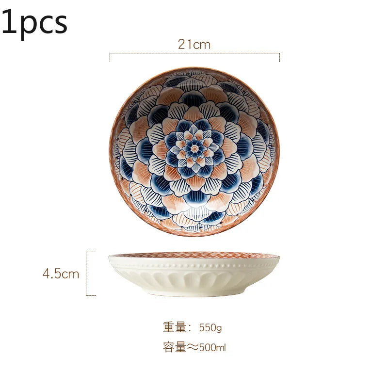 Japanese Style Vine Ceramic Underglaze Color Disc