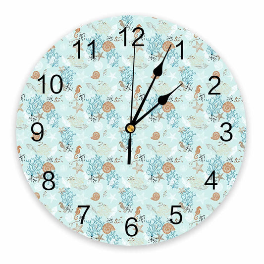 Starfish And Shells Coral Retro PVC Wall Clock