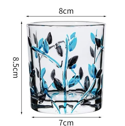 Ins浮雕畫樹枝玻璃雕花水杯