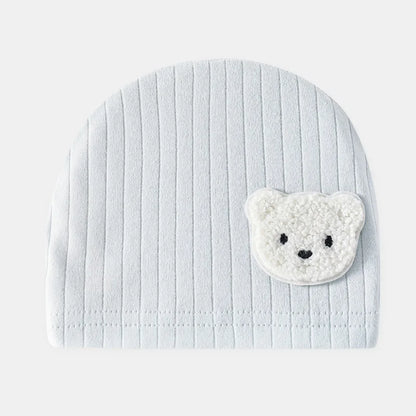 0-3 months Cartoon Bear Boneless Muslin Baby Hat