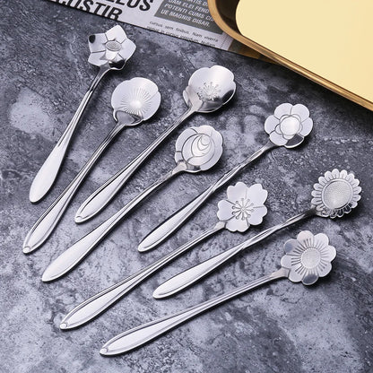 Elegant 8-Piece Stainless Steel Coffee Spoon Decoration Set