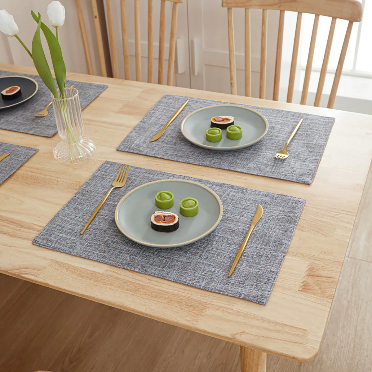 Rectangle Linen Solid Color Dining Table Mat