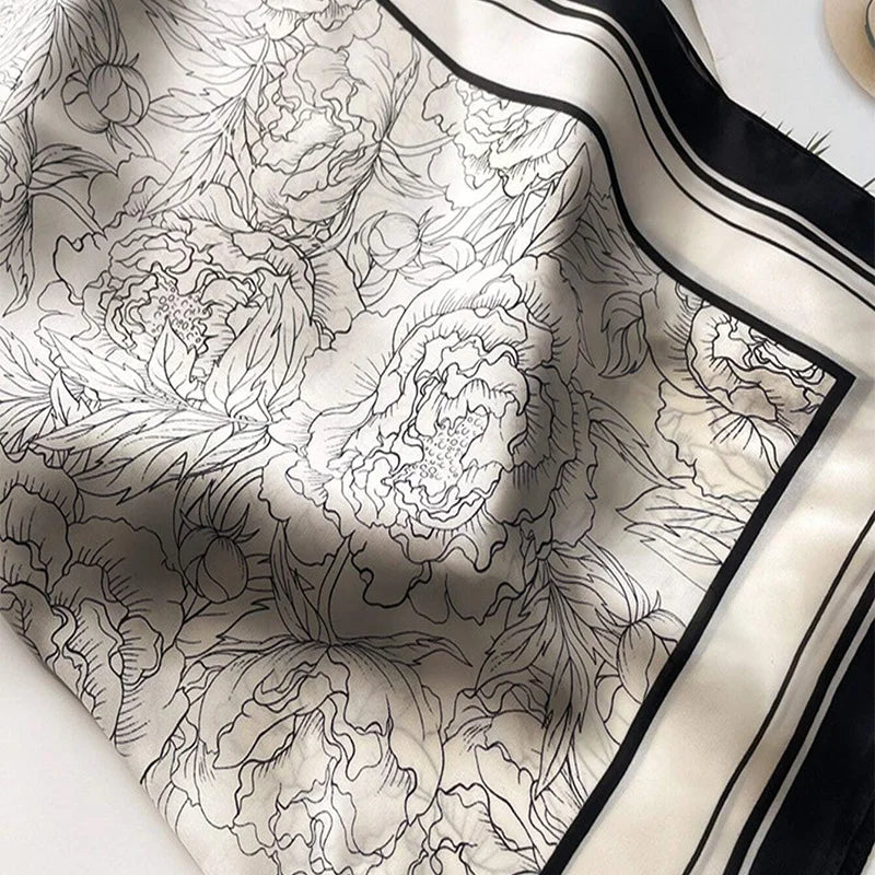 Luxury Flower Silk Square Scarf