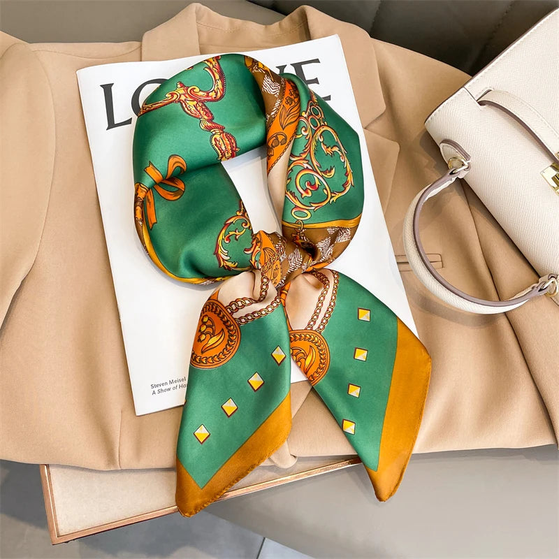 Luxury Flower Silk Square Scarf