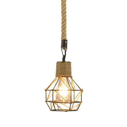 Vintage Iron Hemp Rope Single Head Pendant Lights