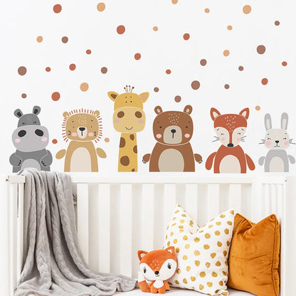 Boho Cute Animals Dots Nursery Wall Sticker