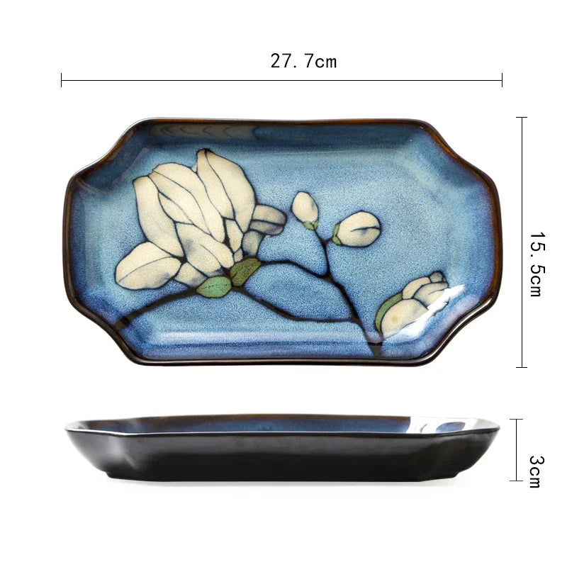 European Style Retro Ceramic Floral Pattern Plates