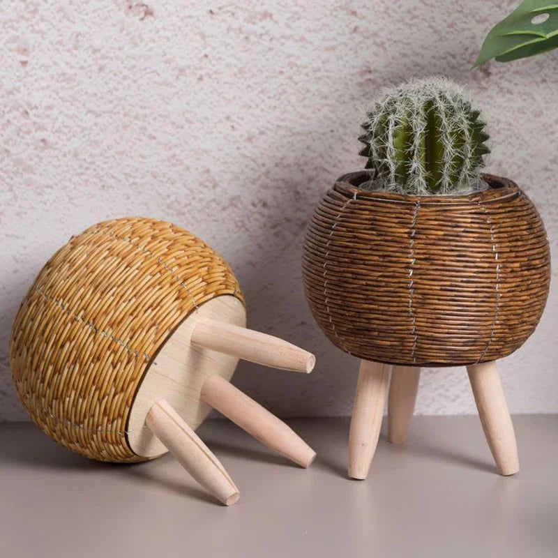 Nordic Imitation Rattan Hand Woven Planters