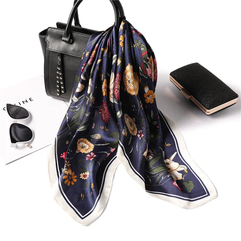 Fashion Silk Square Floral Printed Scarf