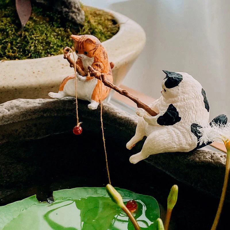 釣魚貓擺飾家居裝飾