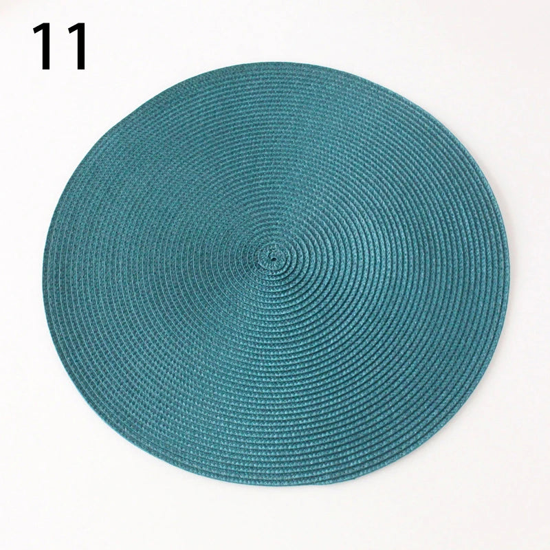 Anti-Skid Washable Cotton Woven Round Tableware Mat