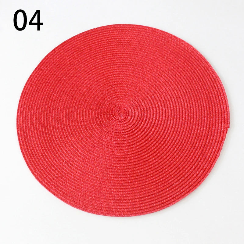 Anti-Skid Washable Cotton Woven Round Tableware Mat