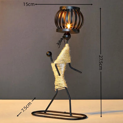 Nordic Metal Abstract Character Candlestick