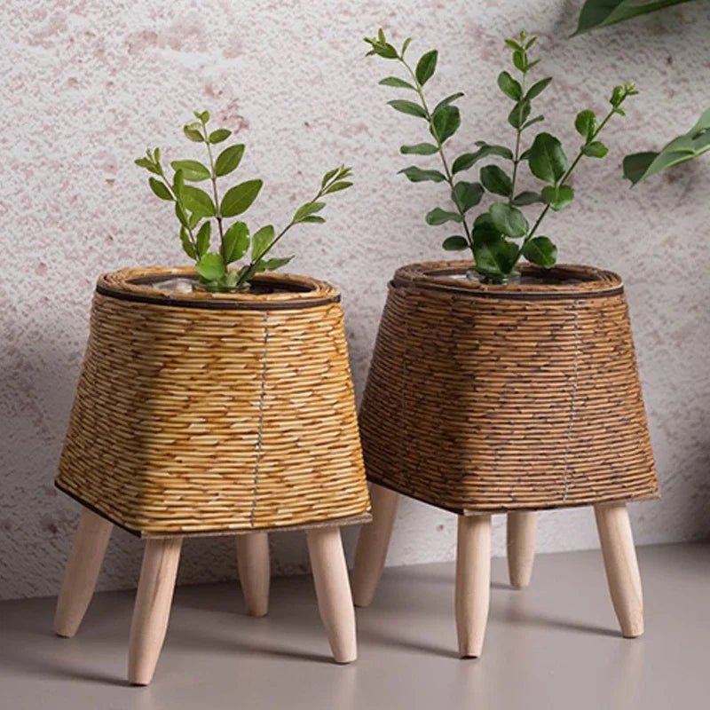 Nordic Imitation Rattan Hand Woven Planters