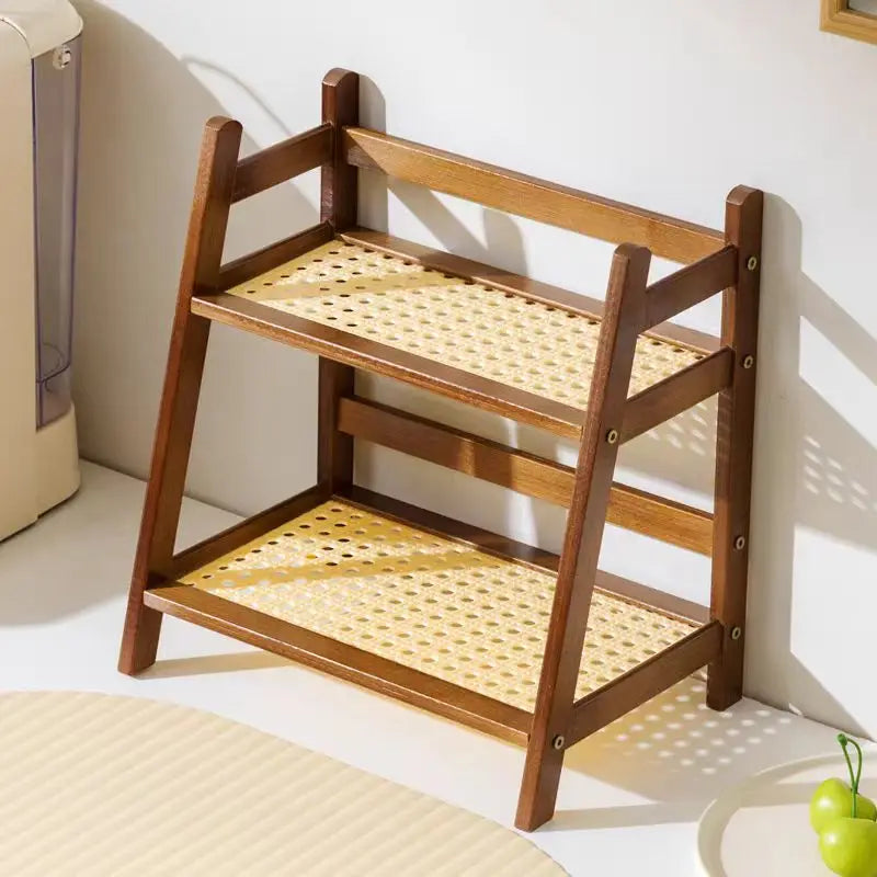 2 Layer Bamboo Storage Rack for Kitchen Spice