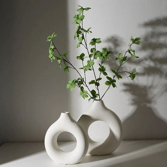 Nordic White Circular Hollow Flower Vase