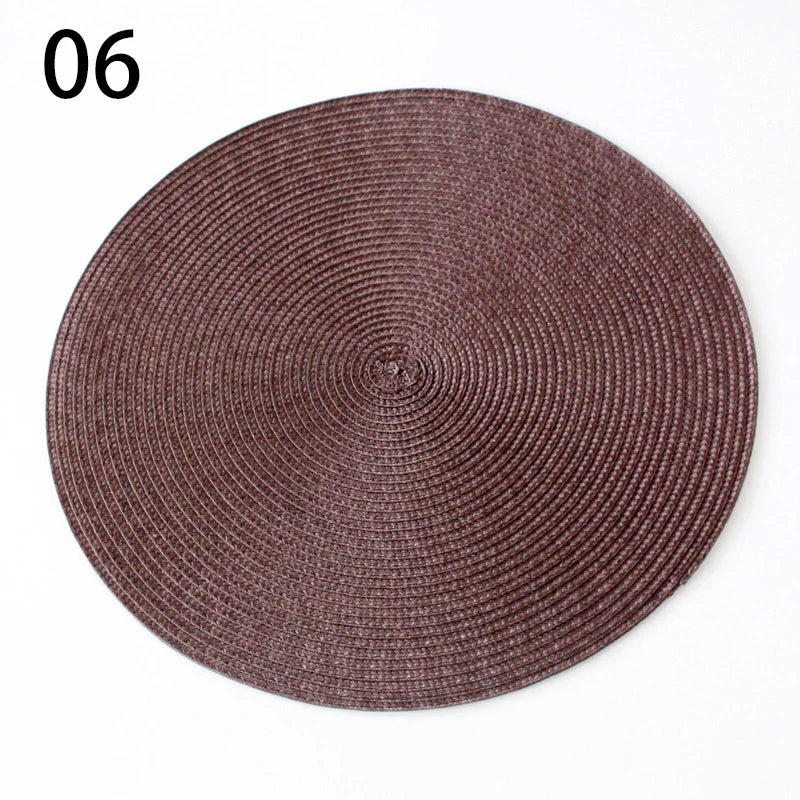 Anti-Skid Washable Cotton Woven Round Tableware Mat