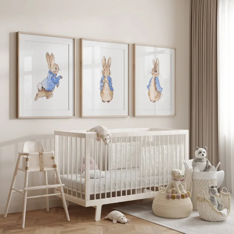 Cartoon Rabbit Bunny Nursery Print Wall Art Painting