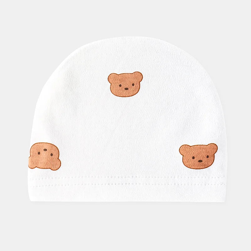 0-3 months Cartoon Bear Boneless Muslin Baby Hat