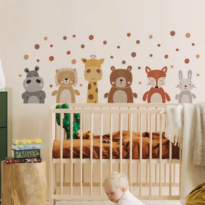 Boho Cute Animals Dots Nursery Wall Sticker