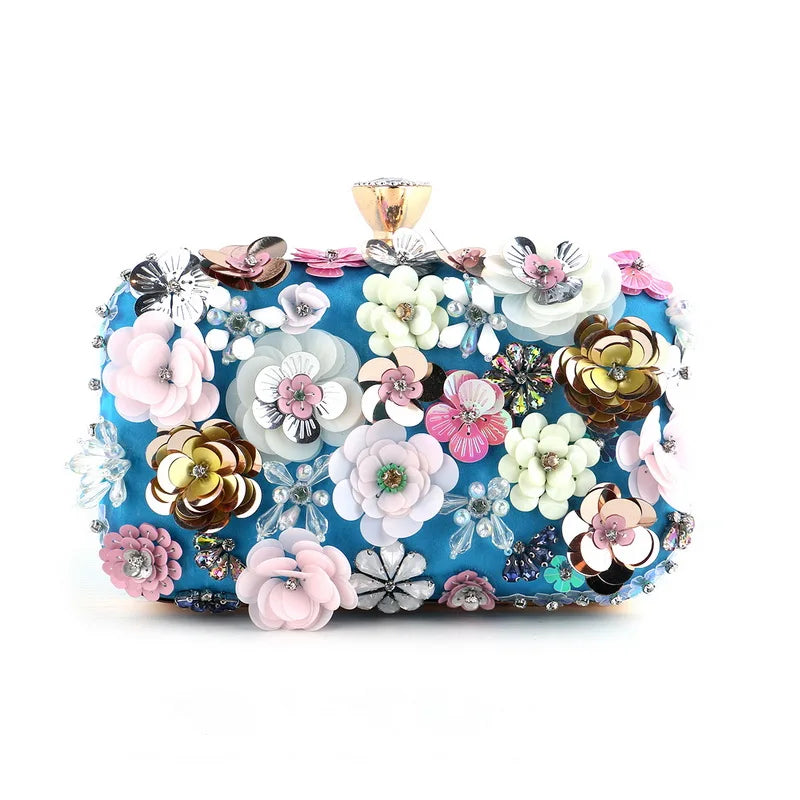 Luxury Flower Diamonds Embroidery Small Clutch