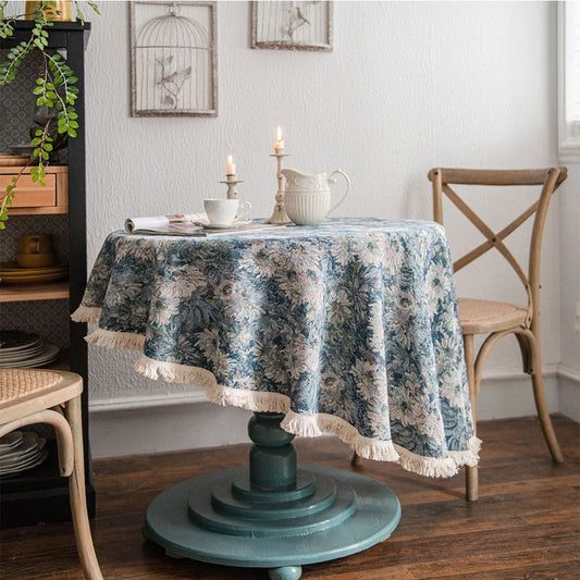 French oil painting Cotton Linen Round Tablecloth