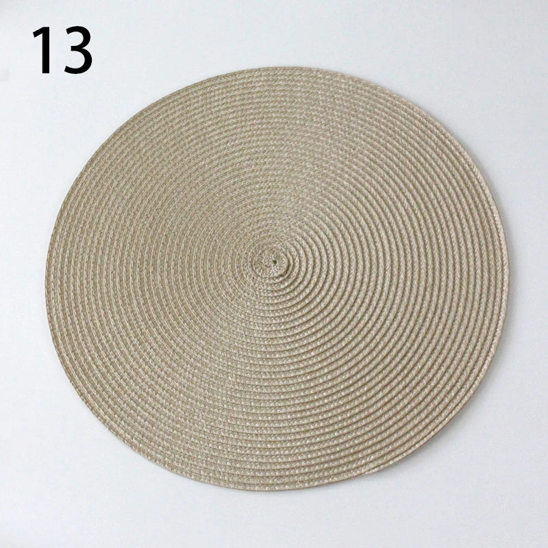 Anti-Skid Washable Cotton Woven Round Tableware Mat