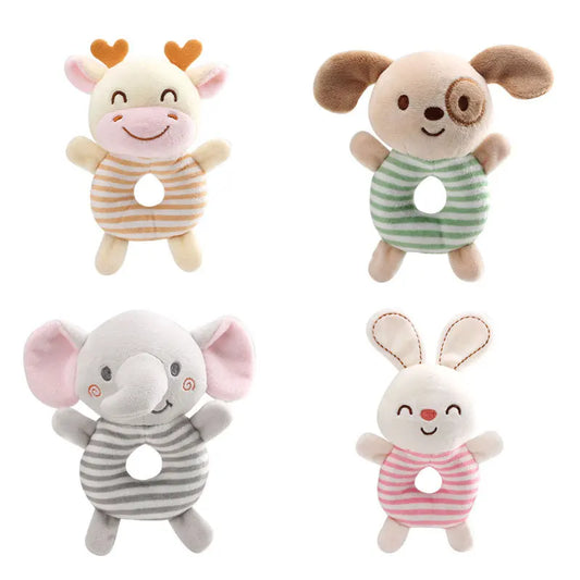 0-24 Months New Baby Rattle Toys Cartoon Animals Hand Ring