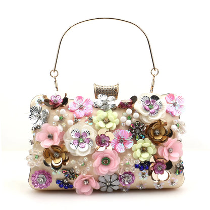 Luxury Flower Diamonds Embroidery Small Clutch