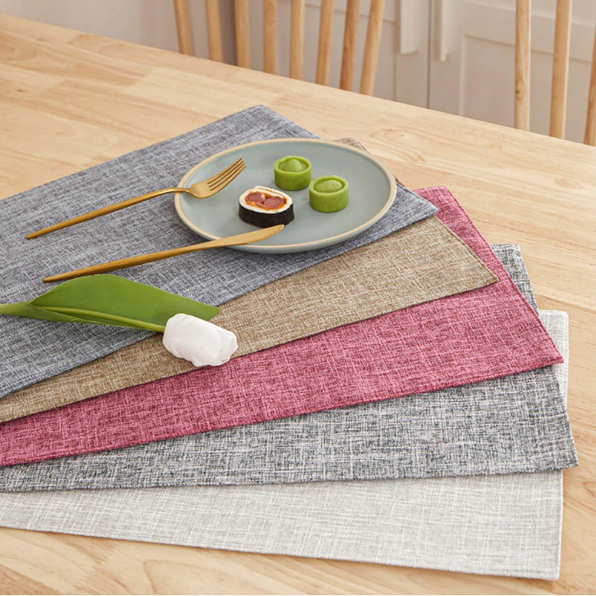 Rectangle Linen Solid Color Dining Table Mat