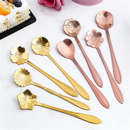 Elegant 8-Piece Stainless Steel Coffee Spoon Decoration Set