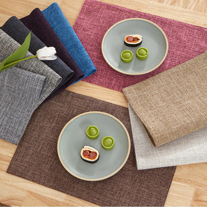 Rectangle Linen Solid Color Dining Table Mat