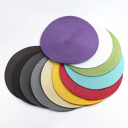 Anti-Skid Washable Cotton Woven Round Tableware Mat