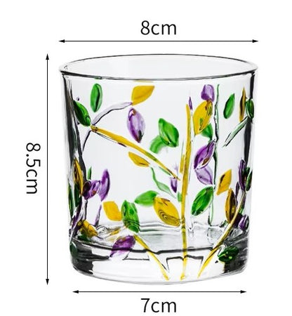 Ins浮雕畫樹枝玻璃雕花水杯