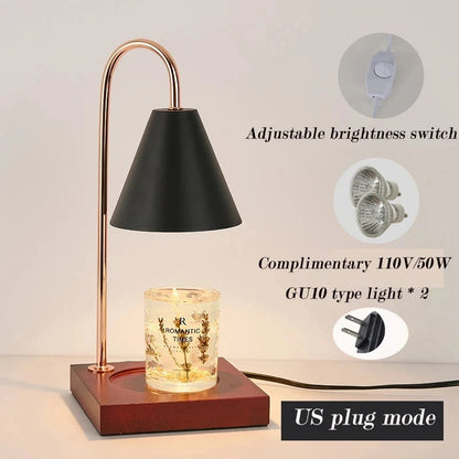 Led Wooden Base Candle Warmer Lamp