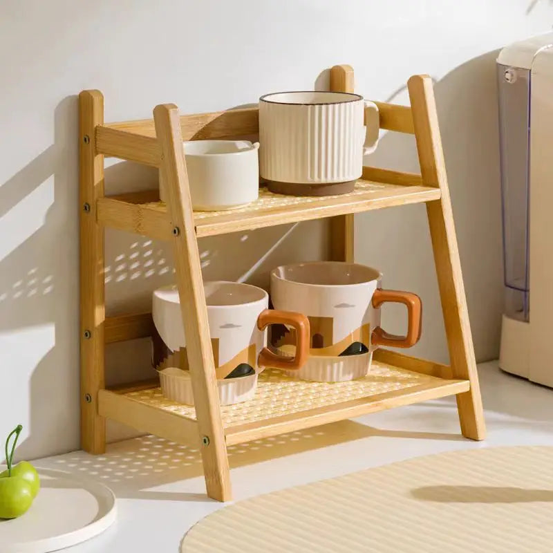 2 Layer Bamboo Storage Rack for Kitchen Spice