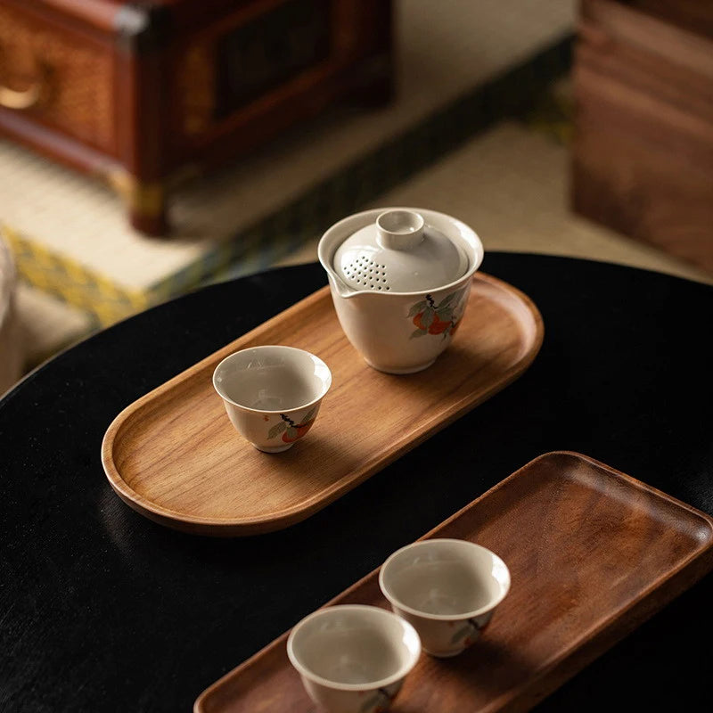 Japanese-style Wooden Round Dessert Plate