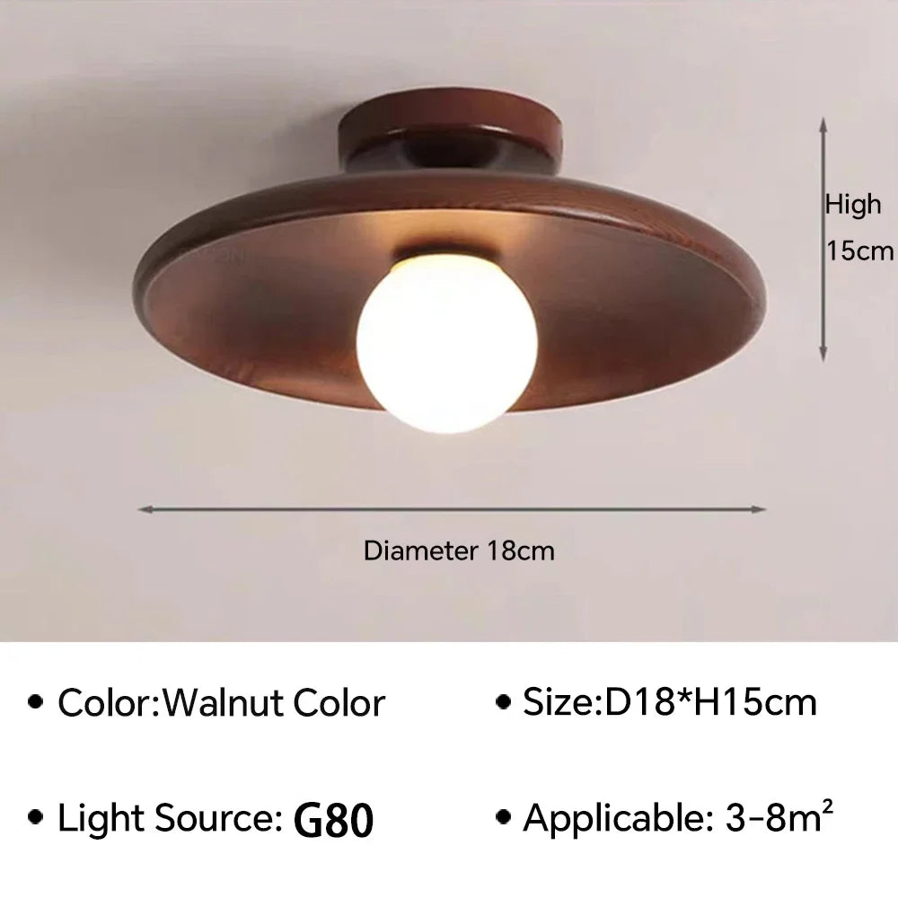 Nordic Ceiling Lamp Wooden Round Ceiling Light