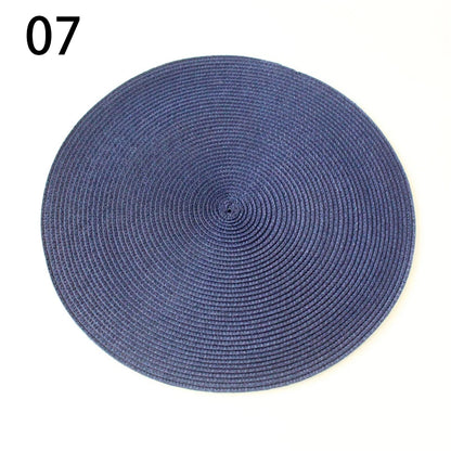 Anti-Skid Washable Cotton Woven Round Tableware Mat