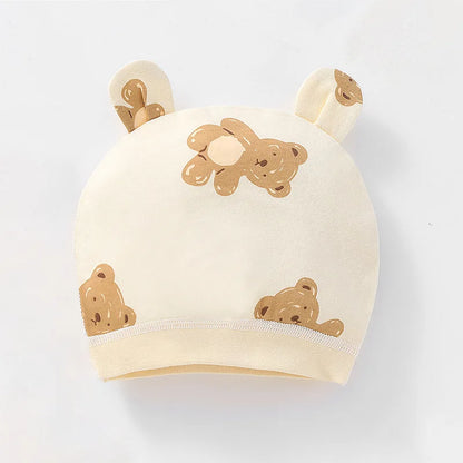 0-3 months Cartoon Bear Boneless Muslin Baby Hat