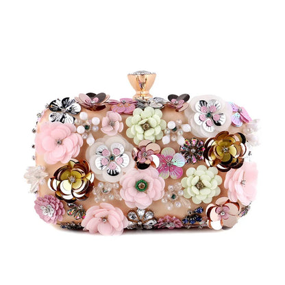 Luxury Flower Diamonds Embroidery Small Clutch