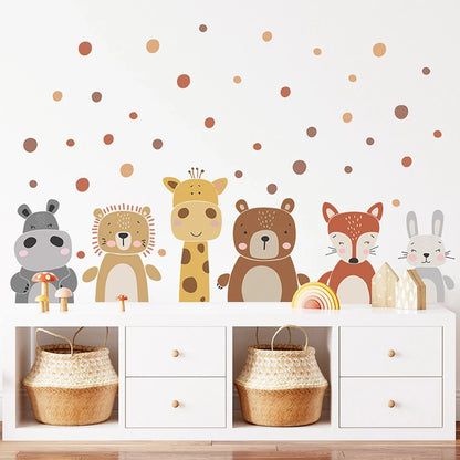 Boho Cute Animals Dots Nursery Wall Sticker