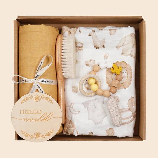 5 PCS Bamboo Cotton Muslin Blanket Toy With Milestone Card