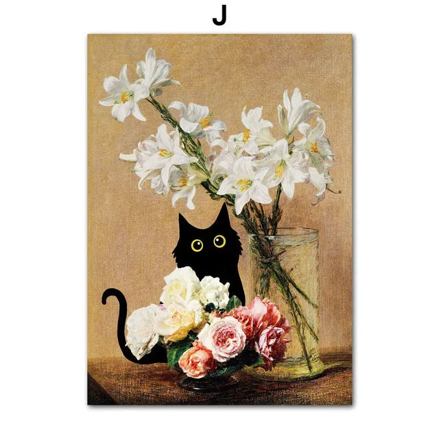 Art Matisse Monet Black Cat Van Gogh Sunflowers Canvas Painting Posters for Living Room Decor